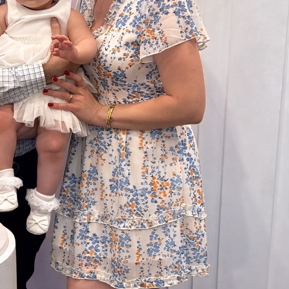 SHEIN Floral Mini Dress in Blue and Orange